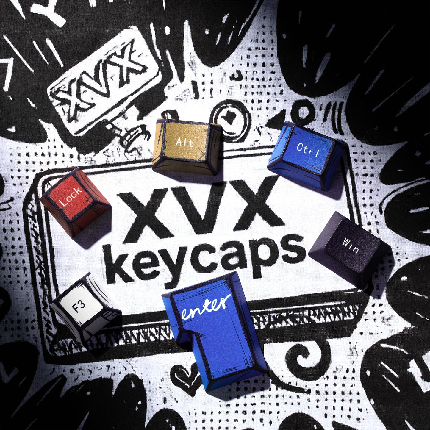 XVX Manga Theme graffiti Cherry Profile Dye-Sub PBT Keycaps Full Set (134-Keys)