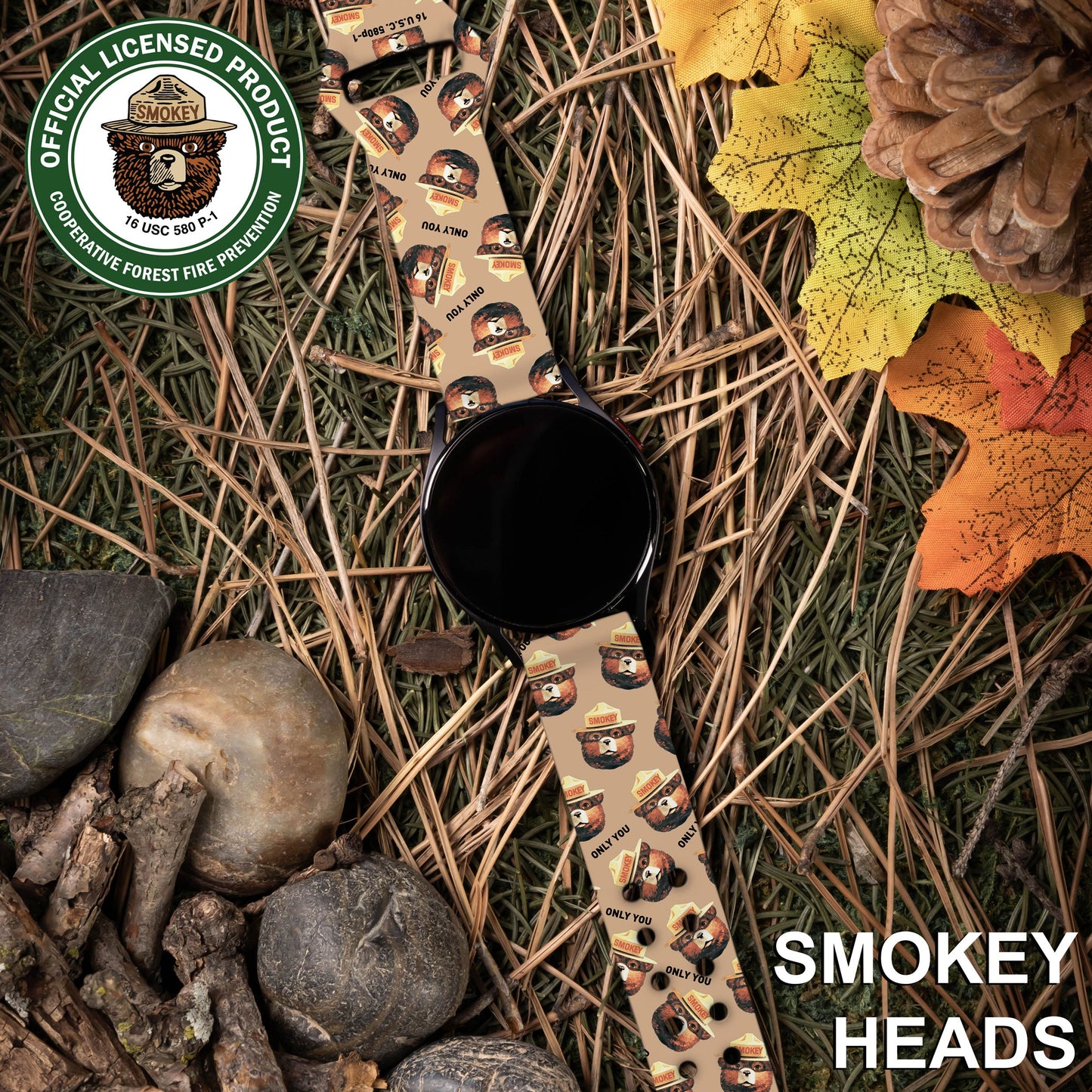 Smokey Bear Classic HD  Watchband for Samsung, Garmin, Fossil, and More