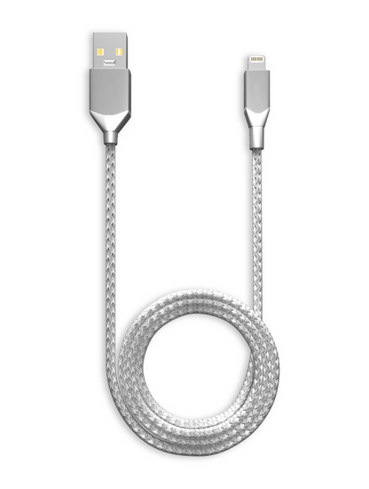 Braided 6 ft Lightning To USB Type A Cable - Silver