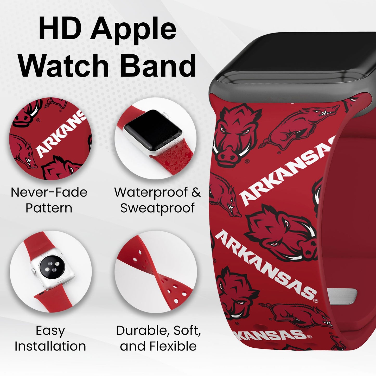 Arkansas Razorbacks HD Apple Watch Band