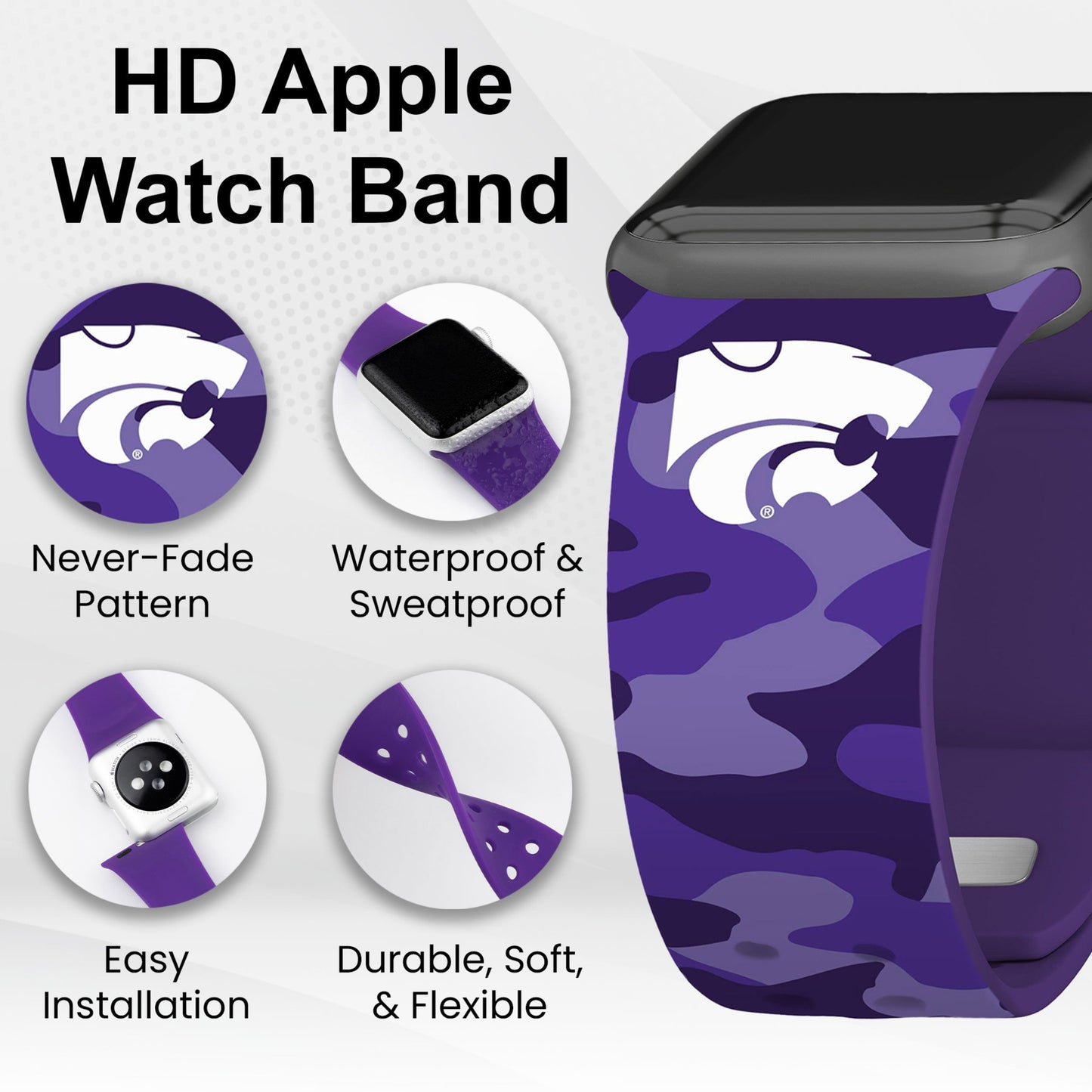 Kansas State Wildcats HD Apple Watch Band