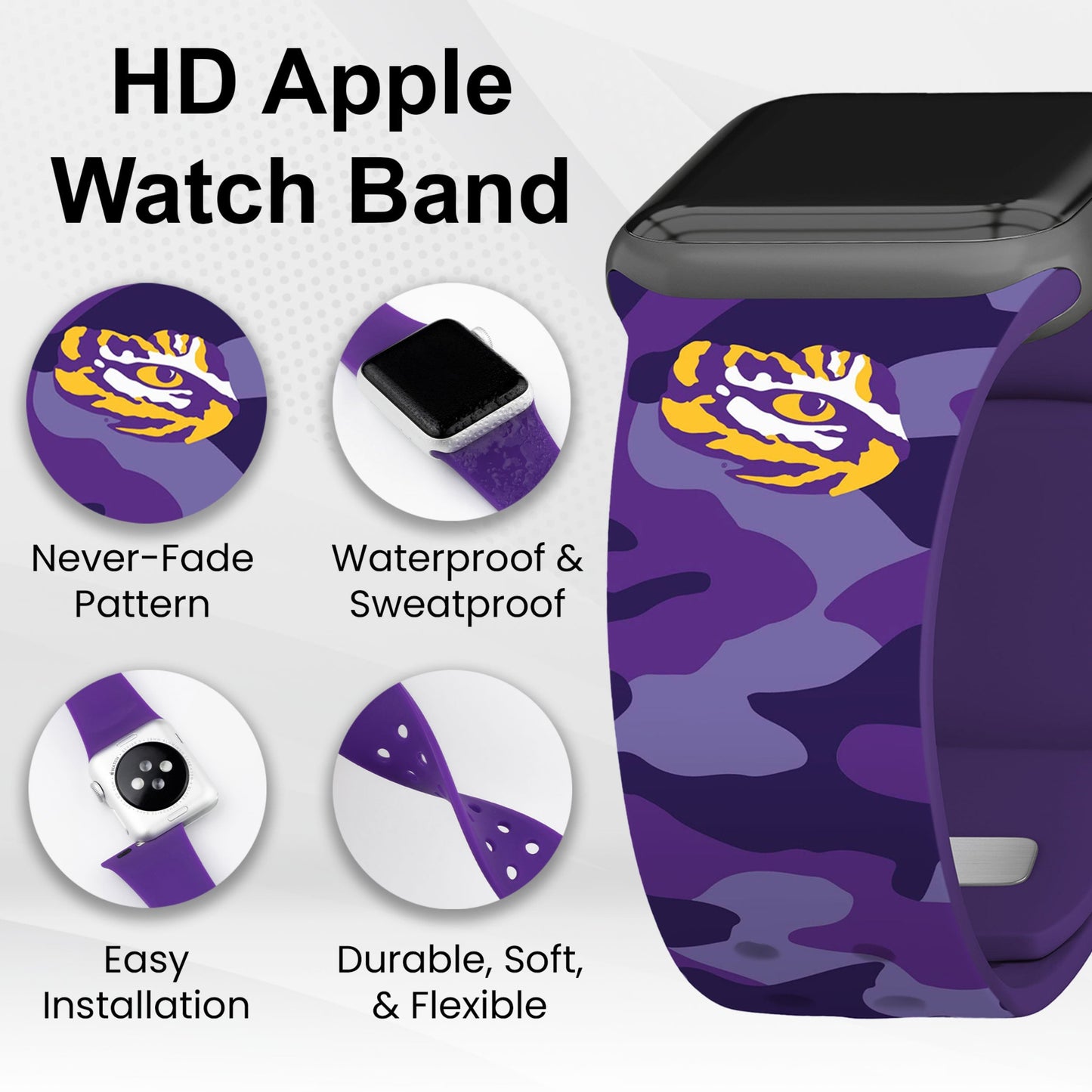LSU Tigers HD Apple Watch Band