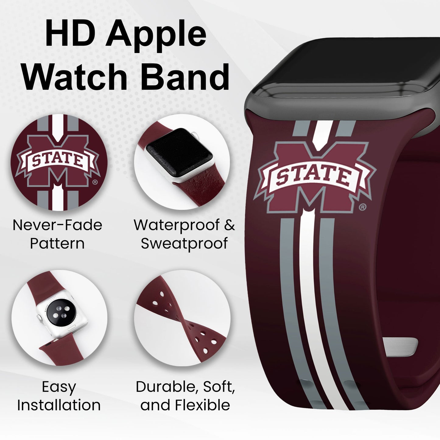 Mississippi State Bulldogs HD Apple Watch Band