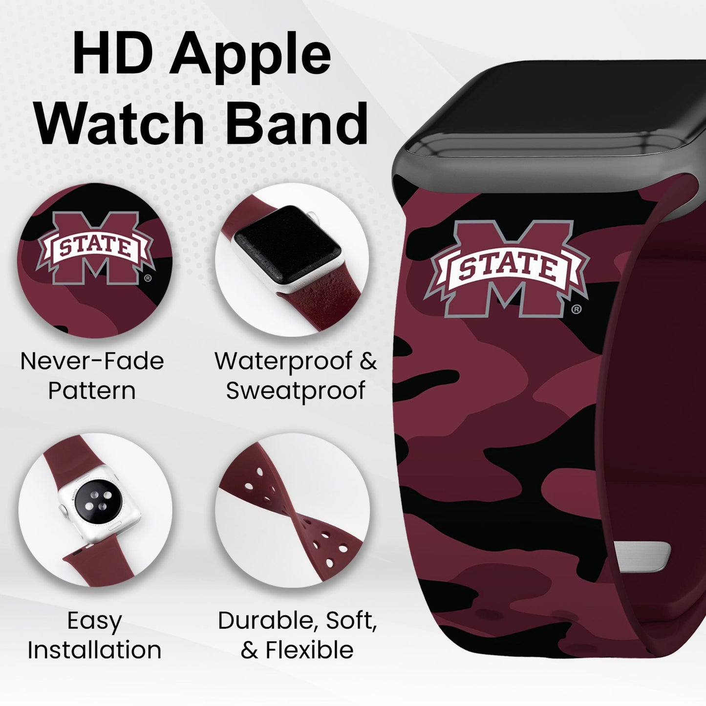 Mississippi State Bulldogs HD Apple Watch Band