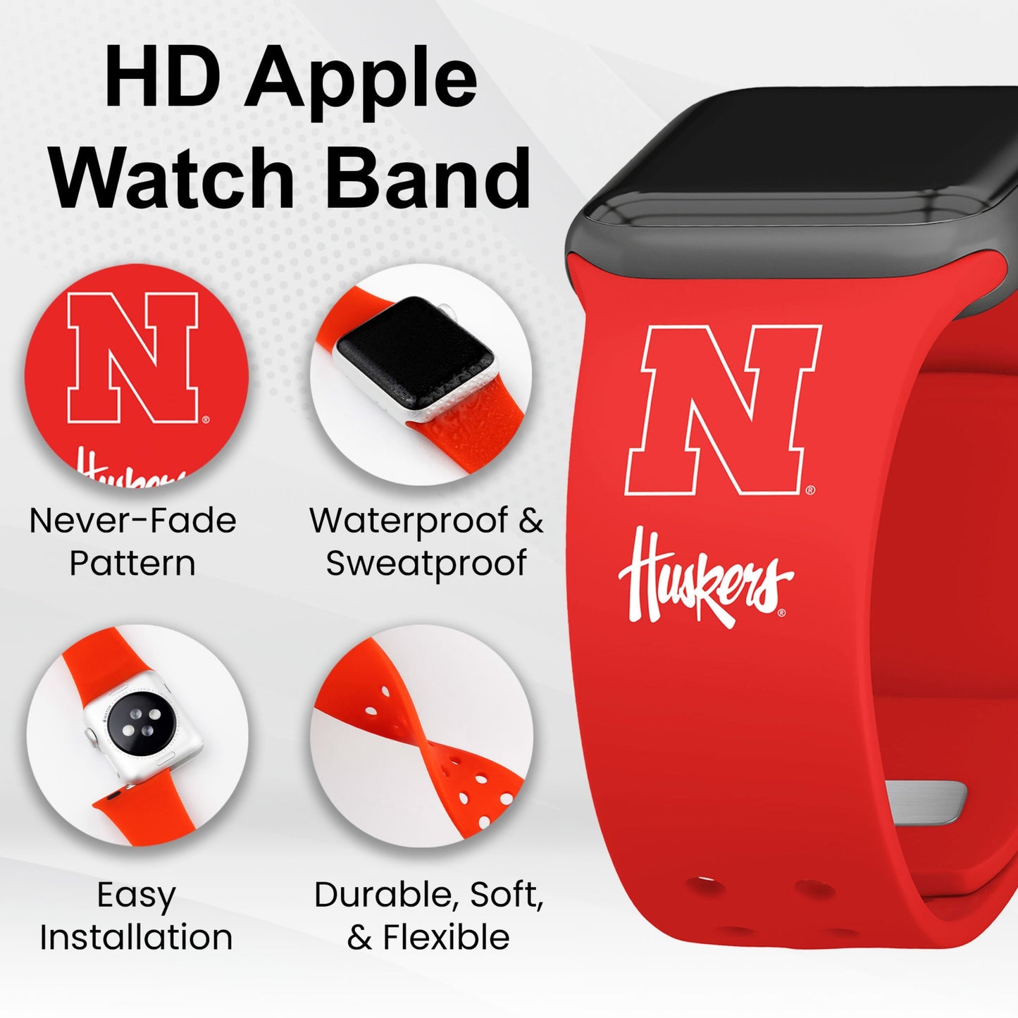 Nebraska Huskers HD Apple Watch Band