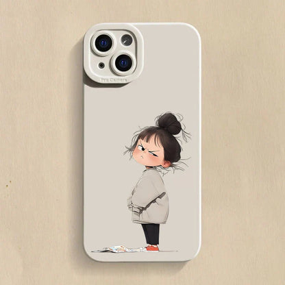 Cute Angry Little Girl Printed Silicone Phone Case