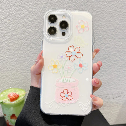 Ins Cute Line Cat Dog Phone Case