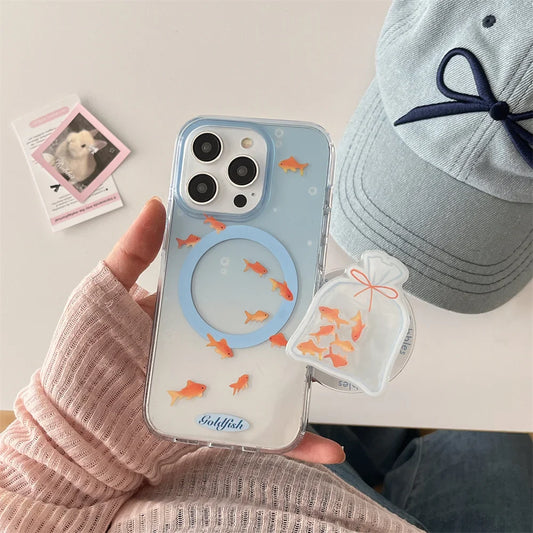 Cute Gradient Color fish Wireless Charge Phone Case