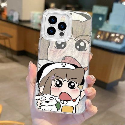 Cute Crayon Shin-chans Couple Gradient Phone Case