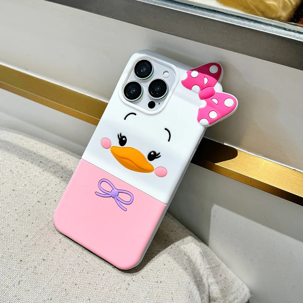 Cute 3D Cartoon Bowknot Duck Soft Silicone Phone Case