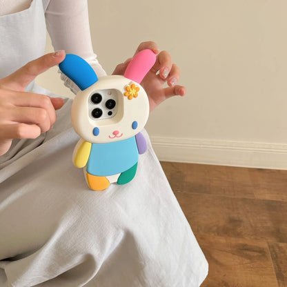 Cute Cartoon 3D Rainbow rabbit Phone Case