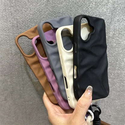 Fashion Solid Colours Pleated Lanyard Cover