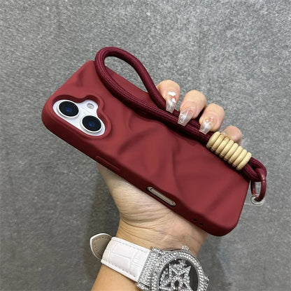 Fashion Solid Colours Pleated Lanyard Cover