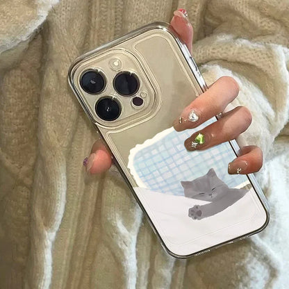 Cute Cat Clear Cartoon Animal Soft Shockproof Cover Phone Case