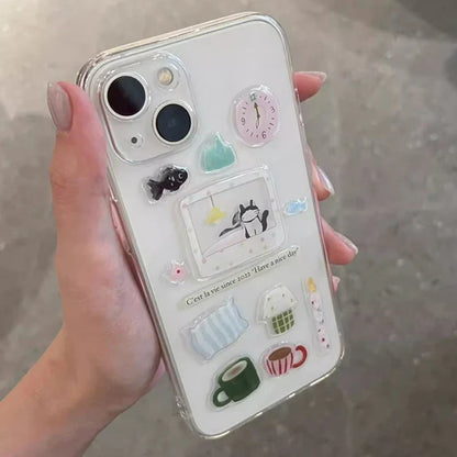 Cute Funny Pink Bear Illustration Transparent Case