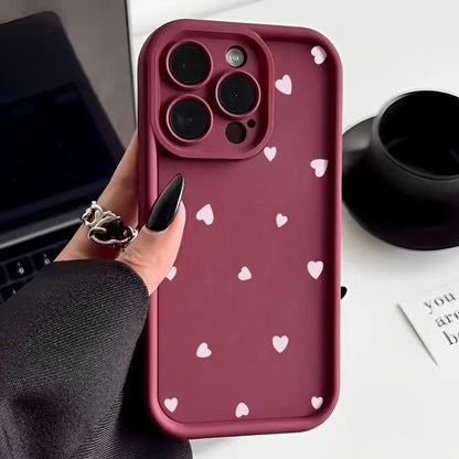 Simple Style Love Hearts Print Soft Silicone Cover Coque Phone Case