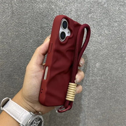 Fashion Solid Colours Pleated Lanyard Cover
