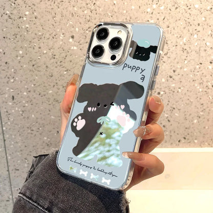 Cute Puppy Luxury Plating Mirror Shockproof Cover Phone Case