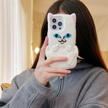 Cute Cartoon One-Finger Salute Cat Phone Case