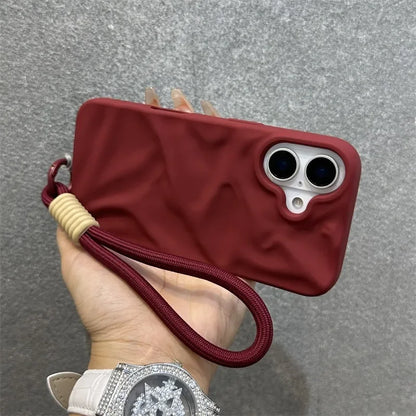 Fashion Solid Colours Pleated Lanyard Cover