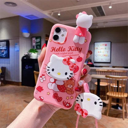 3D Melody Hello Kitty Phone Holder Case Lanyard Cover Phone Case