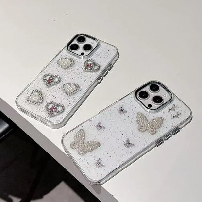 Luxury 3D Jewelry Love Heart Butterfly Phone Case
